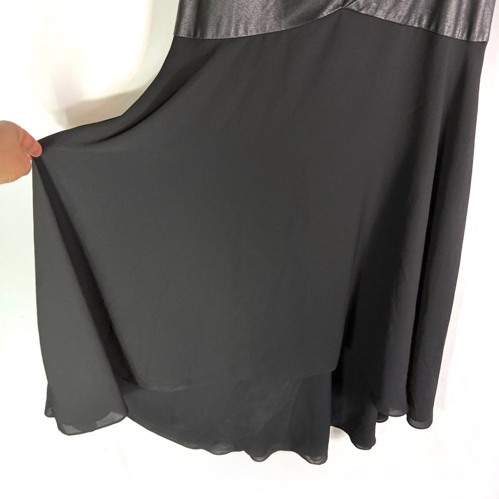 Shoshanna Rustin Faux Leather Gown Black Chiffon Bustier Dress Sz 6 - Picture 8 of 11